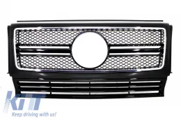 image-37-Grille avant pour Mercedes G W463 1990-2012 G65 Look Noir brillant Cadre chromé