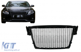 Grille avant sans badge pour AUDI A4 B8 2007-2012 RS Look Noir brillant-image-6074846