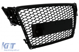 Grille avant sans badge pour Audi A4 B8 2007-2012 RS Look Noir brillant-image-6075307