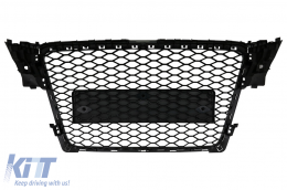 Grille avant sans badge pour Audi A4 B8 2007-2012 RS Look Noir brillant-image-6075309