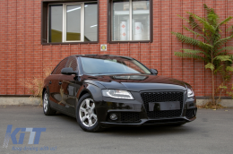 Grille avant sans badge pour Audi A4 B8 2007-2012 RS Look Noir brillant-image-6075331