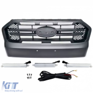 Grille avec LED Noir à Double Barre adaptée pour Ford Ranger T7 16-19-image-6204326