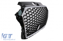 Grille Calandre pour Audi A3 8V Facelift 2017-2019 RS3 Design Noir Chrome Sans badge-image-6101890