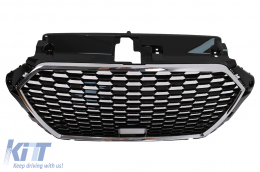 Grille Calandre pour Audi A3 8V Facelift 2017-2019 RS3 Design Noir Chrome Sans badge-image-6101891