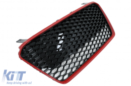 Grille Calandre pour Audi R8 42 1 génération Facelift 13-15 RS Look Noir Brillant Rouge-image-6096210