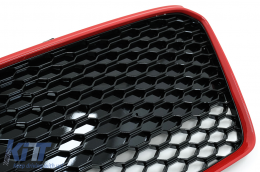 Grille Calandre pour Audi R8 42 1 génération Facelift 13-15 RS Look Noir Brillant Rouge-image-6096211