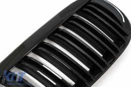 Grille Calandre pour BMW Série 6 E63 E64 04-10 M Look Double rayure Noir brillant-image-6079058