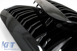 Grille Calandre pour BMW Série 6 E63 E64 04-10 M Look Double rayure Noir brillant-image-6079062