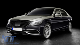 Grille Calandre pour Mercedes S W222 X222 2014-2020 Vertical Look Noir brillant-image-6081940