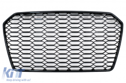 image-70-Grille Calandre sans Badge pour Audi A6 C7 4G Facelift 2014-2018 Noir brillant