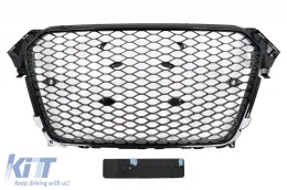 image-15-Grille Calandre sans Emblème pour Audi A4 B8 Facelift 2012-2015 RS Design Noir brillant PDC