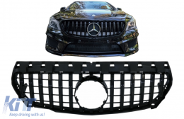 Grille Centrale pour Mercedes CLA C117 X117 W117 13-18 CLA45 GT-R Look Tout Noir-image-6042800