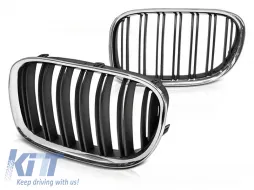 image-56-GRILLE CHROME BLACK DOUBLE BAR fits BMW F01 09-15