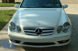 Grille chromé/gris adapté pour Mercedes Classe C W203 2000-2007-image-6132396