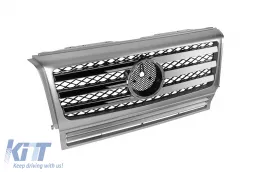 Grille chromé/gris avec trois faisceaux adapté pour Mercedes G-Class W463 1990-2018-image-6146116