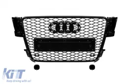 image-52-GRILLE DE PEINTURE NOIRE TYPE RS5 ADAPTÉE POUR AUDI A5 2007-2011, AVEC TROUS POUR SENSORS DE PARKING