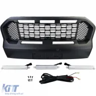 Grille de performance en nid d'abeille noire avec LED adaptée pour Ford Ranger T8 19-23-image-6200410