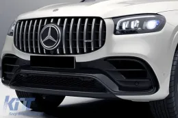 Grille de type GT laqué noir adapté pour Mercedes GLS X167 2020-2023 avec ouverture pour caméra-image-6145893