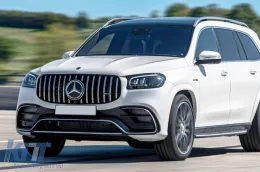 Grille de type GT laqué noir adapté pour Mercedes GLS X167 2020-2023 avec ouverture pour caméra-image-6145894