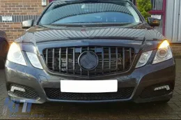Grille de type GT laqué noir adapté pour Mercedes E-Class W212 2009-2013 sans ouverture pour caméra-image-6145967