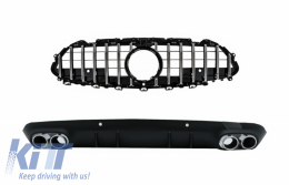 Grille Diffuser and Exhaust Tips suitable for Mercedes CLS-Class C257 (2018-up) GTR CLS53 Design only Sport Line Rear Bumper - COFGMBC257GTRRD