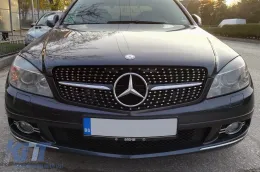 Grille en diamant chromé/noir adapté pour Mercedes C-Class W204 berline, break, coupé 2007-2014-image-6236873