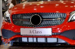 Grille en diamant chromé/noir adaptée pour Mercedes A-Class W176 2016-2018-image-6236880