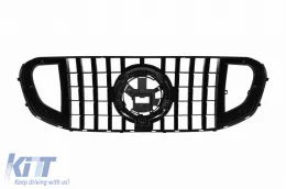 Grille en laque noire type Brabus avec lignes rouges adaptée pour Mercedes GLS X167 2020-2023-image-6264941
