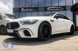 Grille laqué noir type Brabus avec lignes rouges adapté pour Mercedes A Design GT Coupé 4 portes X290 après 2019-image-6138016