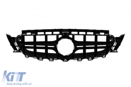Grille laqué noir type E63 A Design adapté pour Mercedes Classe E W213 berline, S213 break, C238 coupé, A238 cabriolet 2016-2019 avec ouverture pour caméra-image-6145970