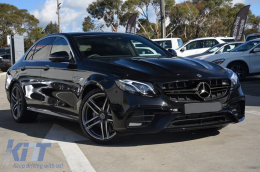 Grille laqué noir type E63 A Design adapté pour Mercedes Classe E W213 berline, S213 break, C238 coupé, A238 cabriolet 2016-2019 avec ouverture pour caméra-image-6145972