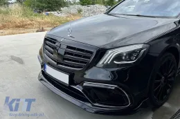 Grille noir laqué type A Design adapté pour Mercedes Classe S W222 2013-2020 pour le modèle avec Distronic et Vision Nocturne.-image-6145737