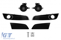 image-45-Grille set with caps ACC for daytime running lights for front W12 bumper suitable for Audi A8 2009-2017 with chrome trim
