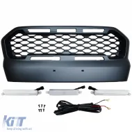 Grille Sport en Nid d'Abeille Noire avec LED adaptée pour Ford Ranger T7 16-19 2.2 3.2-image-6204833