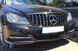 Grille style GT chrome/noir adapté pour Mercedes Classe C W204 berline, break, coupé 2007-2014-image-6145713