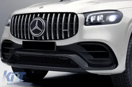 Grille style GT chromé/noir adapté pour Mercedes GLS X167 2020-2023 avec ouverture pour caméra-image-6145885