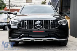 Grille style GT chrome/noir adaptée pour Mercedes GLC SUV X253, GLC Coupe C253 après 2019 avec ouverture pour caméra-image-6145861