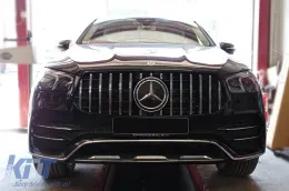 Grille type GT chrome/noir adapté pour Mercedes GLE SUV W167, GLE Coupe C167 2019-2022 avec ouverture pour caméra, pour le modèle équipé d'un pare-chocs avant A Design-image-6145876