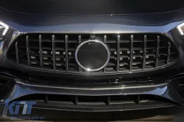 Grille type GT chromé/noir adapté pour Mercedes E-Class W213 berline, S213 break, C238 coupé, A238 cabrio A Design Sport line & Avantgarde, E53 A Design après 2020 avec ouverture pour caméra-image-6145999