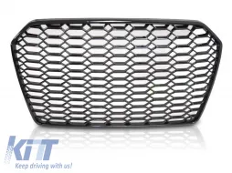 Grille type RS laqué noir adapté pour Audi A6 C7 berline, break 2014-2018 pour pare-chocs standard et S-line-image-6236841