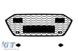 image-42-Grille type RS7 laqué noir adapté pour Audi A7 Sportback après 2019 avec ACC, pour le modèle équipé d'un pare-chocs standard ou S-line, avec ouvertures pour capteurs de stationnement
