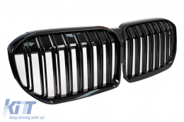 Grilles Calandre pour BMW Série 7 G11 G12 LCI 2020+ Double Stripe M Design Noir-image-6105660