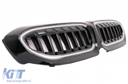 Grilles Calandre Rein LED pour BMW série 3 G20 berline G21 Touring 2019-2022 noir brillant-image-6106829