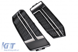 Grilles Inférieures Couvre Côté pour Audi A4 B9 Berline Avant 16-18 S-Line Look Argent-image-6067976