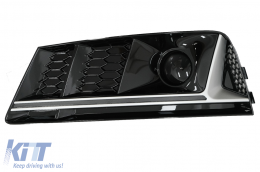 Grilles inférieures pare-chocs ACC côté pour Audi A4 B9 16-18 RS4 Look argent-image-6067966