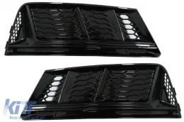image-11-Grilles inférieures pare-chocs Couvertures pour Audi A4 B9 16-18 RS4 Look Noir