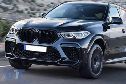 Grilles Rein Calandre pour BMW X6 G06 2019+ Double rayure M Design Noir-image-6105665