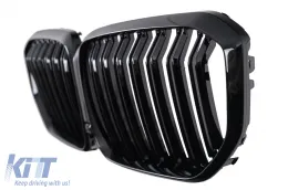 Grilles Rein Centrales pour BMW X5 G05 2018-2022 Double Bande M Look Noir Brillant-image-6239485