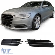 image-38-Grillverkleidungen Stoßstange Chrom geeignet für Audi A6 C7 4G 10-14 ohne S-Line