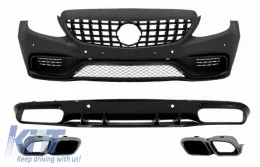 image-12-Предна Броня с Решетка GT-R Panamericana подходяща за Mercedes C-Class C205 A205 Купе Cabriolet (2014-2019) и Задна Броня Valance Diffuser C63S Дизайн Сребърен Tips
